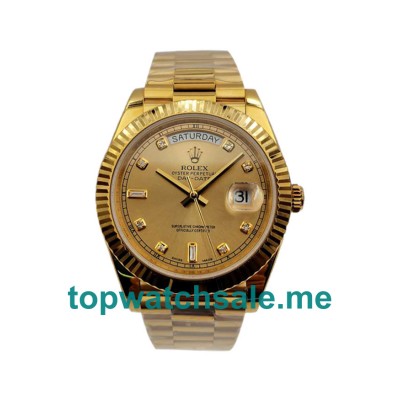 UK Champagne Dials Gold Rolex Day-Date II 218238 KW Replica Watches