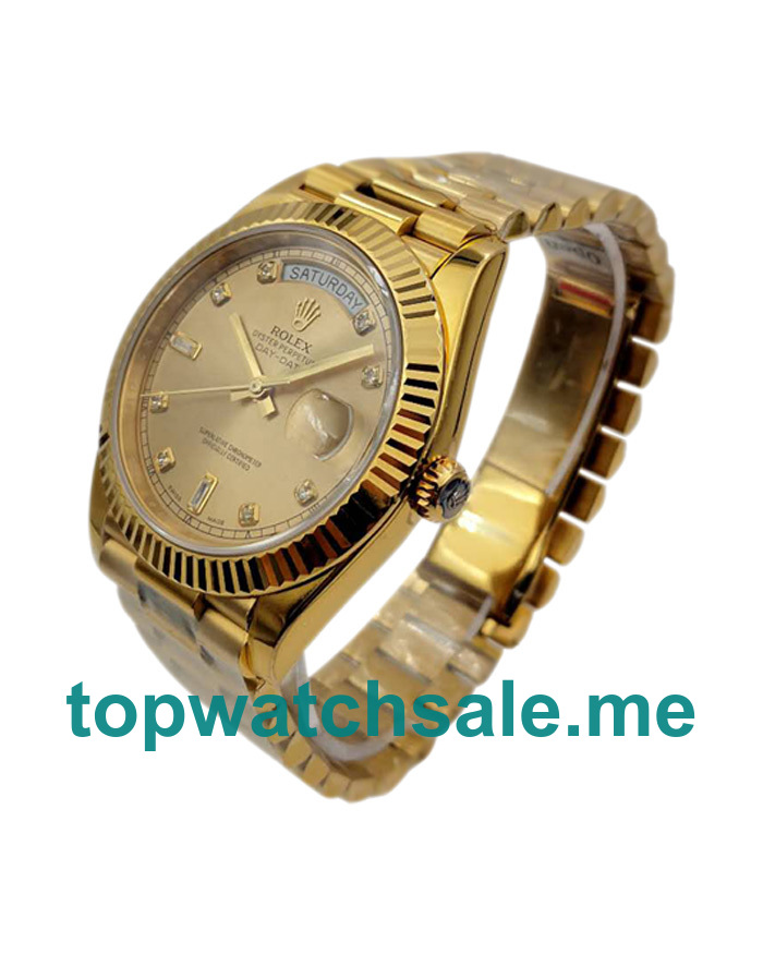 UK Champagne Dials Gold Rolex Day-Date II 218238 KW Replica Watches