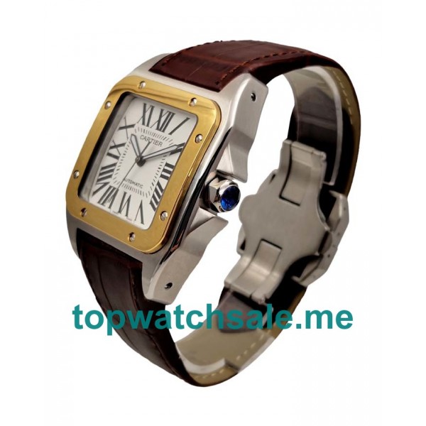 UK White Dials Steel And Rose Gold Cartier Santos 100 W20107X7 Replica Watches