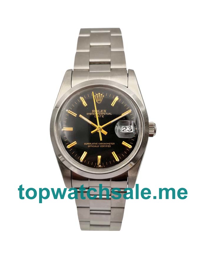 UK Black Dials Steel Rolex Oyster Perpetual Date 115200 Replica Watches