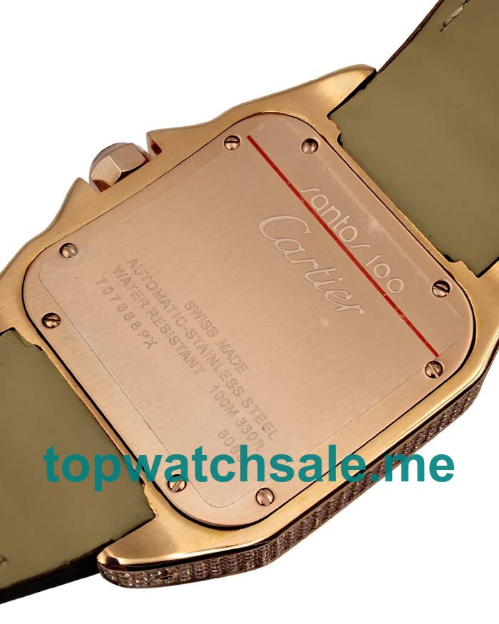 UK White Dials Rose Gold Cartier Santos WM502151 Replica Watches