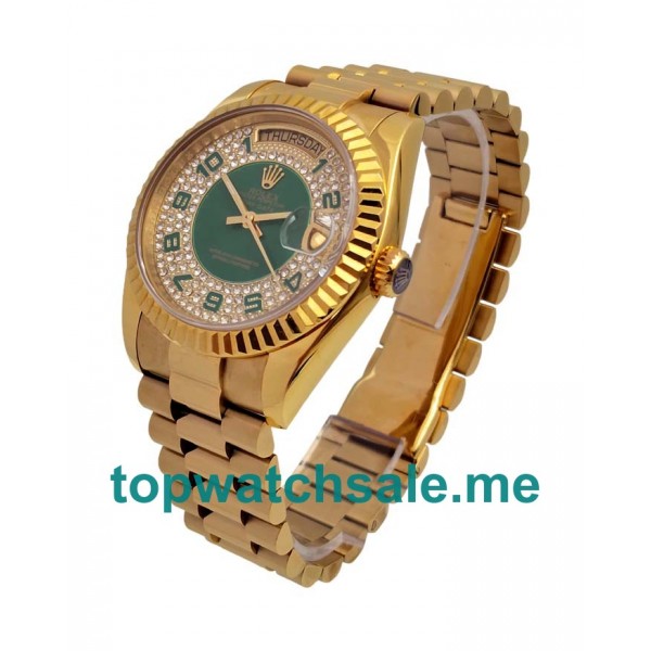 UK Green Diamond Dials Gold Rolex Day-Date 118348 Replica Watches