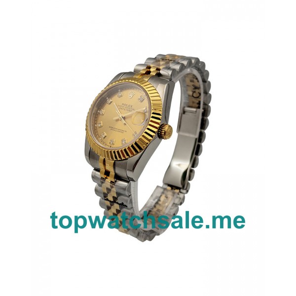 UK Champagne Dials Steel And Gold Rolex Datejust 178273 Replica Watches