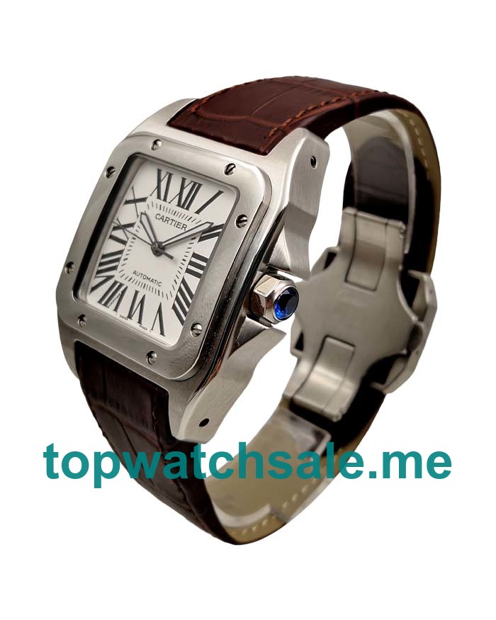 UK White Dials Steel Cartier Santos 100 W20106X8 Replica Watches