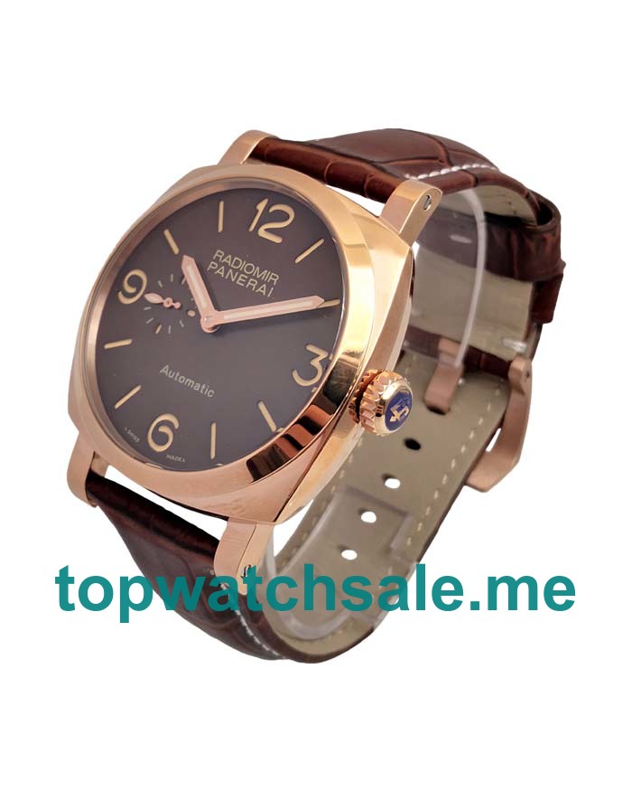 UK Brown Dials Red Gold Panerai Radiomir PAM00515 Replica Watches