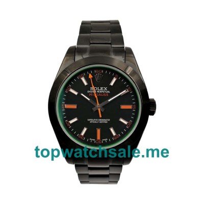 UK Black Dials Black Steel Rolex Milgauss 116400 GV Replica Watches