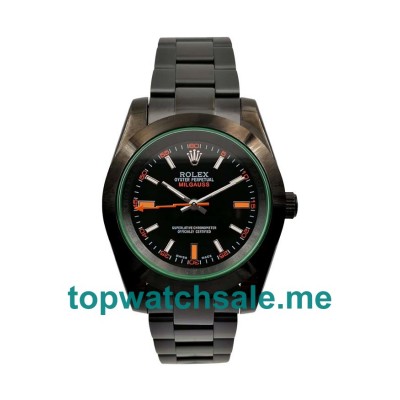 UK Black Dials Black Steel Rolex Milgauss 116400 GV Replica Watches