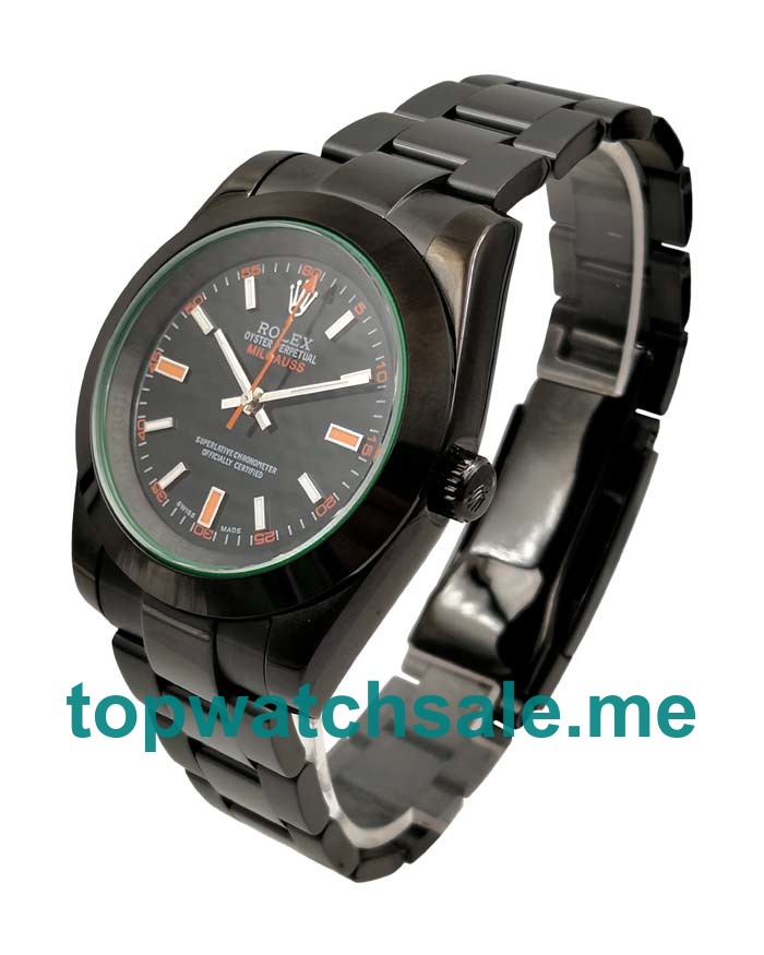 UK Black Dials Black Steel Rolex Milgauss 116400 GV Replica Watches