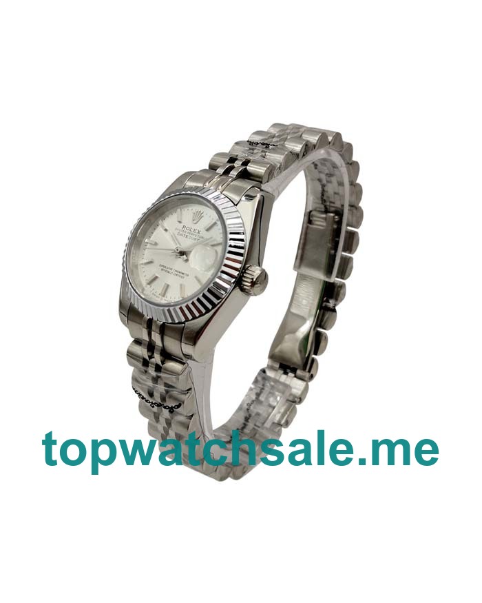 UK Silver Dials Steel Rolex Lady-Datejust 67194 Replica Watches