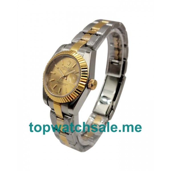 UK Champagne Dials Steel And Gold Rolex Lady-Datejust 76193 Replica Watches