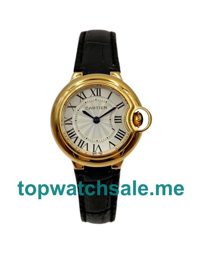 UK Silver Dials Gold Cartier Ballon Bleu W6900156 Replica Watches