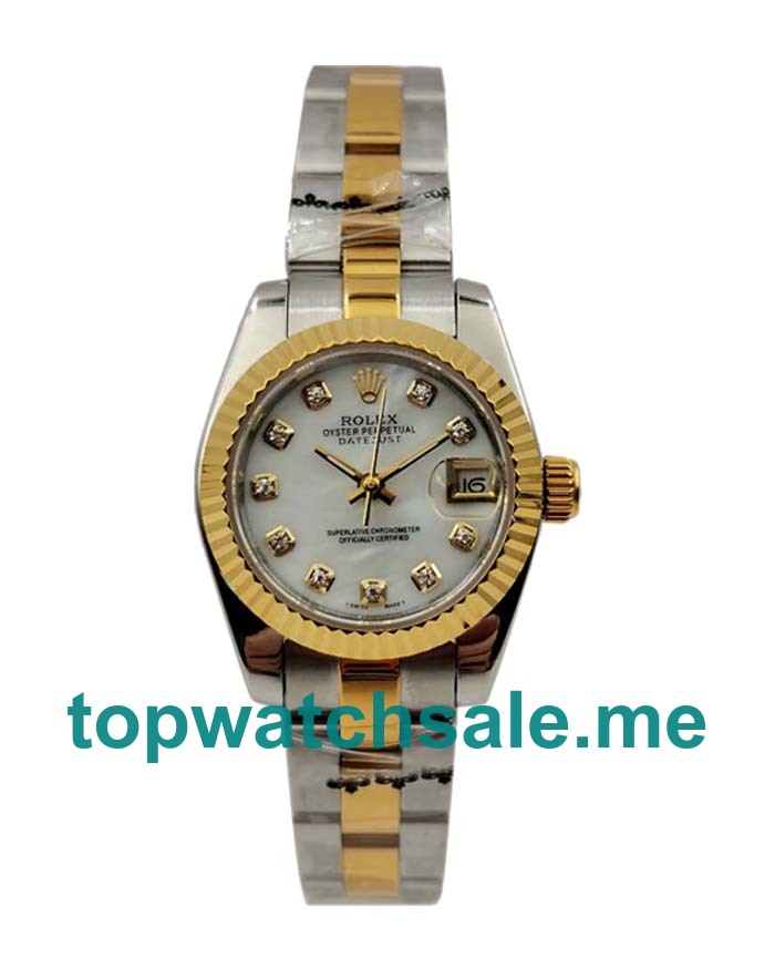 UK White Dials Steel And Gold Rolex Lady-Datejust 179173 Replica Watches