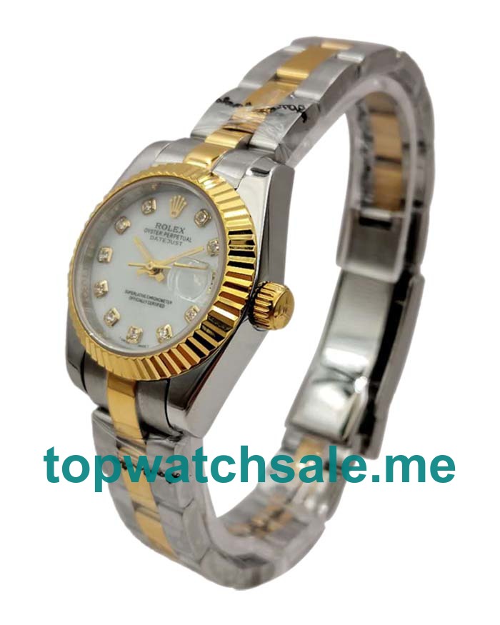 UK White Dials Steel And Gold Rolex Lady-Datejust 179173 Replica Watches