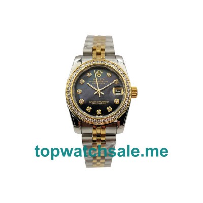 UK Black Mother Of Pearl Dials Steel And Gold Rolex Datejust 178383 Replica Watches