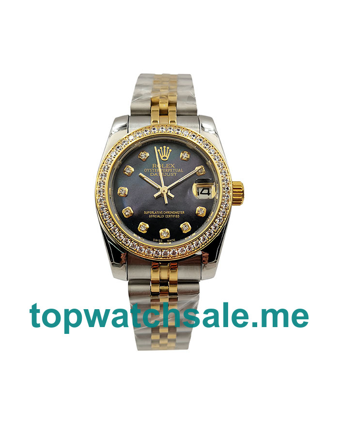 UK Black Mother Of Pearl Dials Steel And Gold Rolex Datejust 178383 Replica Watches