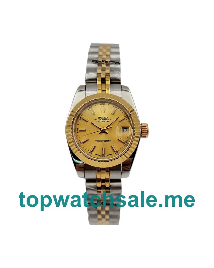 UK Champagne Dials Steel And Gold Rolex Lady-Datejust 179173 Replica Watches