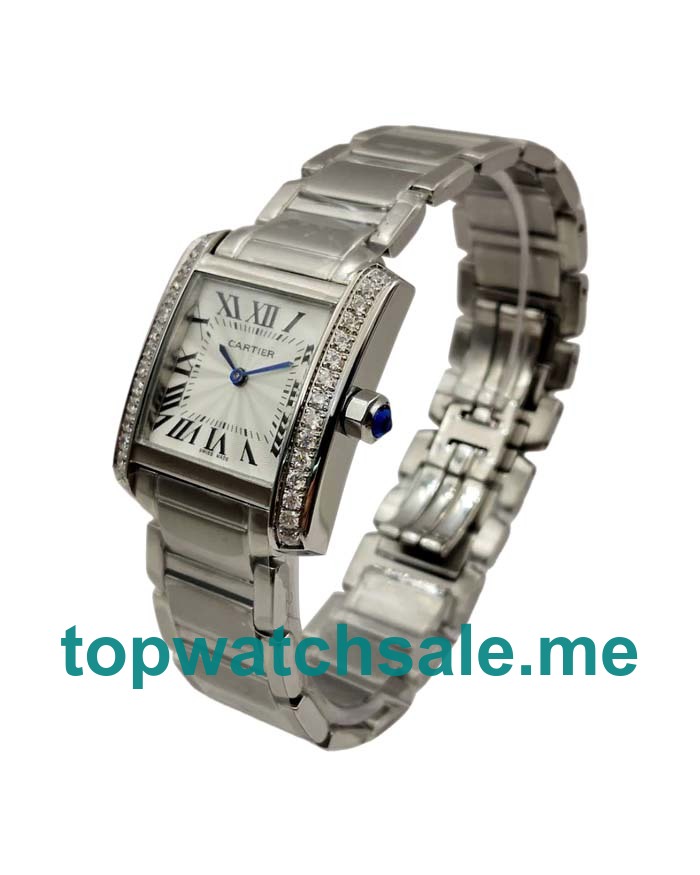 UK Silver Dials White Gold Cartier Tank Francaise WE1002S3 Replica Watches