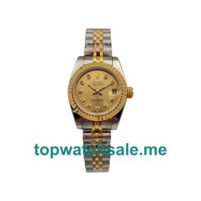 UK 26MM Champagne Dials Replica Rolex Lady-Datejust 69173 Watches