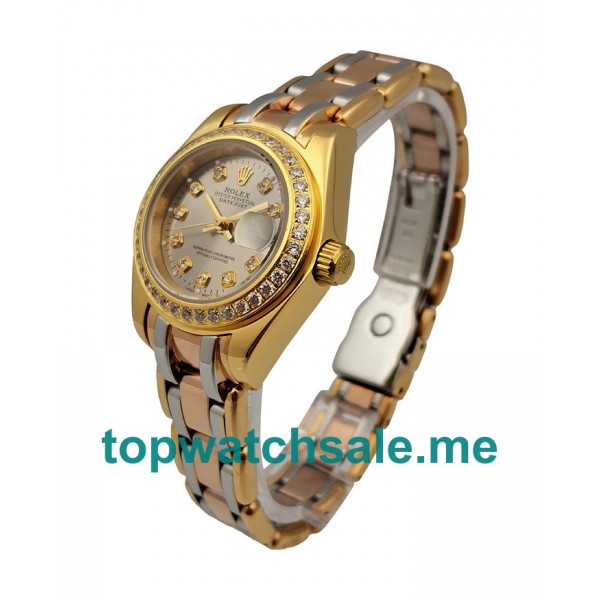 UK Champagne Dials Gold & Rose Gold & White Gold Rolex Pearlmaster 80298 Replica Watches