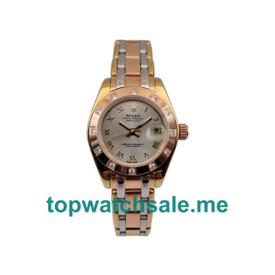 UK Rhodium Dials Gold Rolex Pearlmaster 80318 Replica Watches