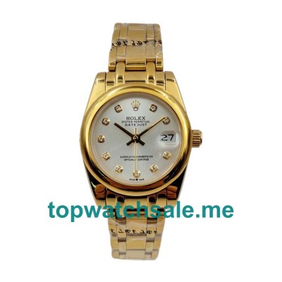 UK Silver Dials Gold Rolex Pearlmaster 81208 Replica Watches