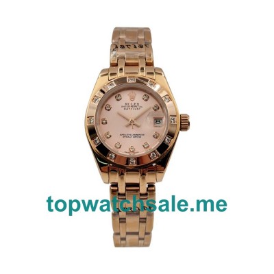 UK Rose Dials Rose Gold Rolex Pearlmaster 80315 Replica Watches