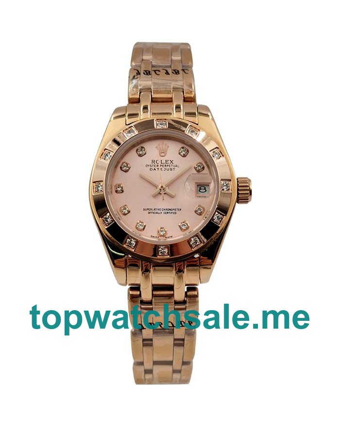 UK Rose Dials Rose Gold Rolex Pearlmaster 80315 Replica Watches