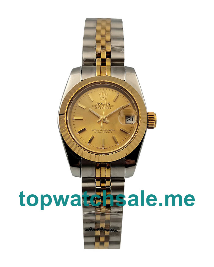 UK Champagne Dials Steel And Gold Rolex Lady-Datejust 79173 Replica Watches