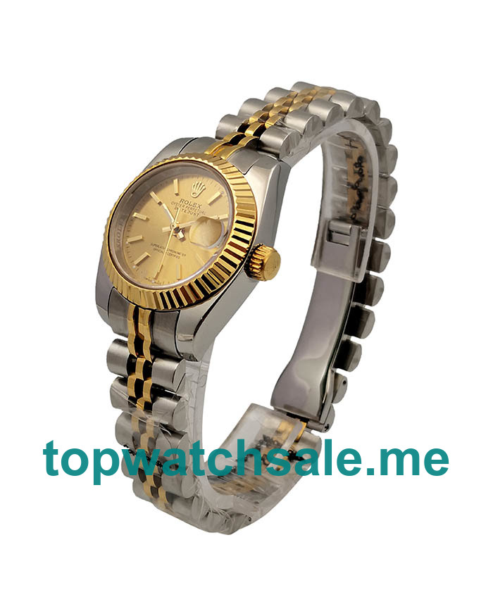 UK Champagne Dials Steel And Gold Rolex Lady-Datejust 79173 Replica Watches