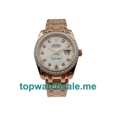 UK White Mother Of Pearl Dials Rose Gold Rolex Pearlmaster 81285 Replica Watches