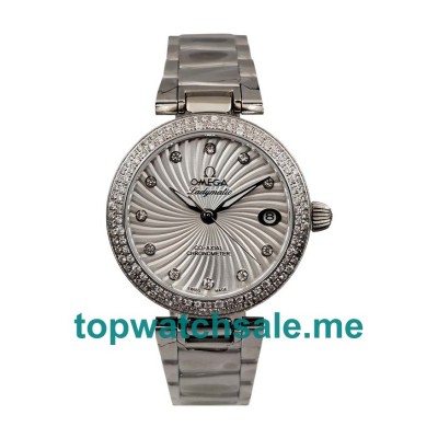 UK Luxury Stainless Steel Fake Omega De Ville Ladymatic 425.35.34.20.55.001 Watches With Diamonds