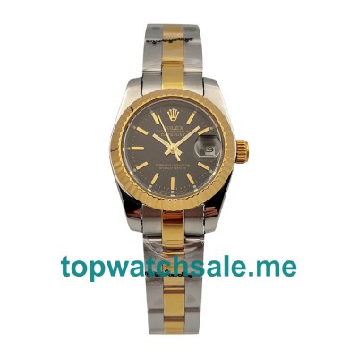 UK Black Dials Steel And Gold Rolex Lady-Datejust 69173 Replica Watches