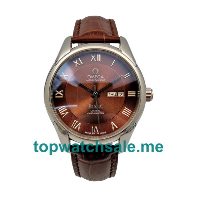 UK Brown Dials Steel Omega De Ville Hour Vision 431.13.41.22.01.001 Replica Watches