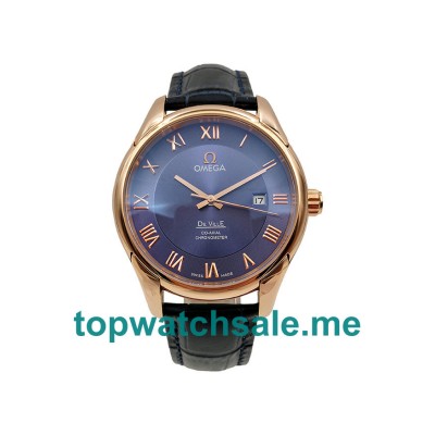 UK Blue Dials Rose Gold Omega De Ville Hour Vision 431.53.41.22.13.001 Replica Watches