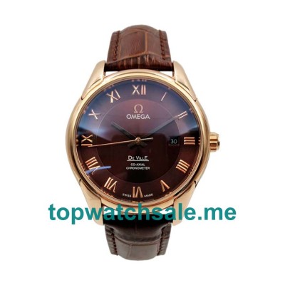 UK Brown Dials Rose Gold Omega De Ville Hour Vision 431.53.41.21.13.001 Replica Watches