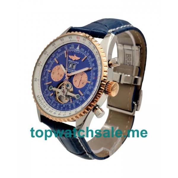 UK Blue Dials Rose Gold Breitling Navitimer World A24322 Replica Watches