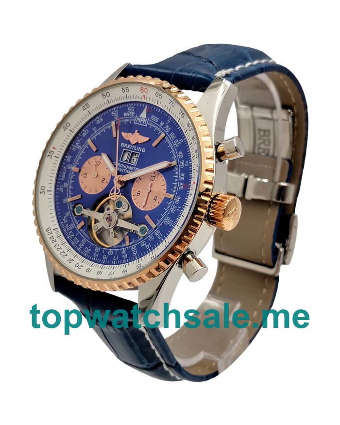 UK Blue Dials Rose Gold Breitling Navitimer World A24322 Replica Watches