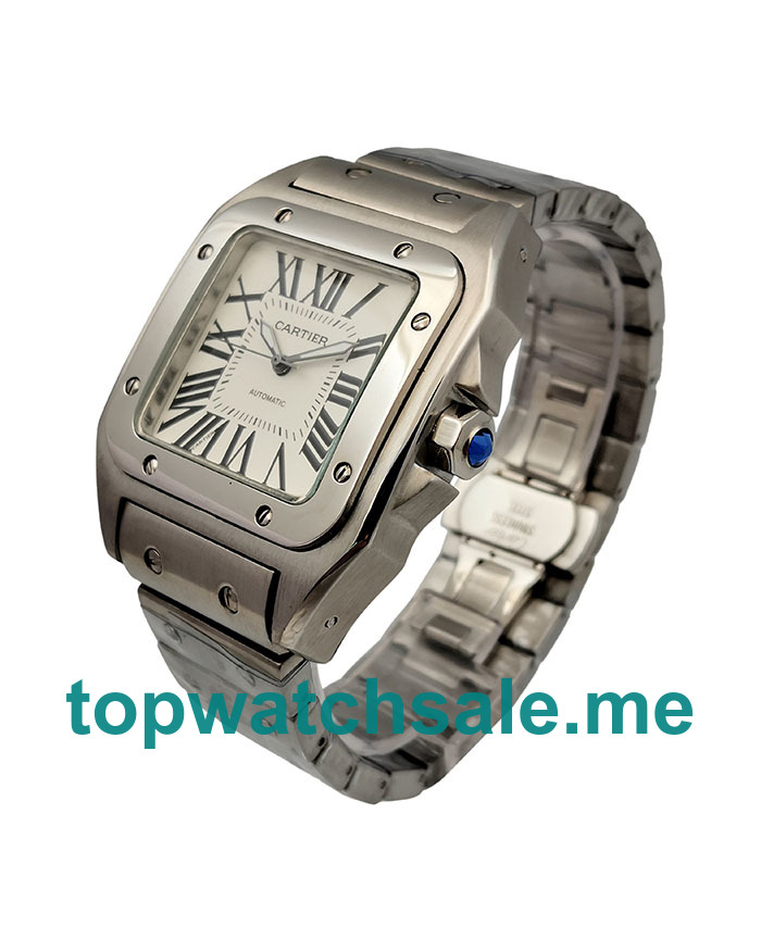 UK Silver Dials Steel Cartier Santos 100 W20073X8 Replica Watches