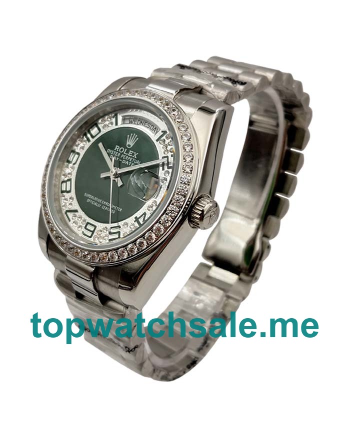 UK Green And Silver Dials Steel Rolex Day-Date 118346 Replica Watches