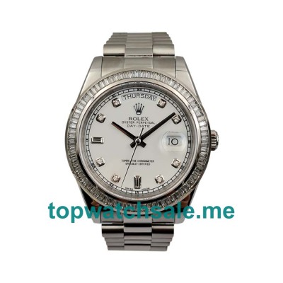 UK White Dials Steel Rolex Day-Date 118346 Replica Watches