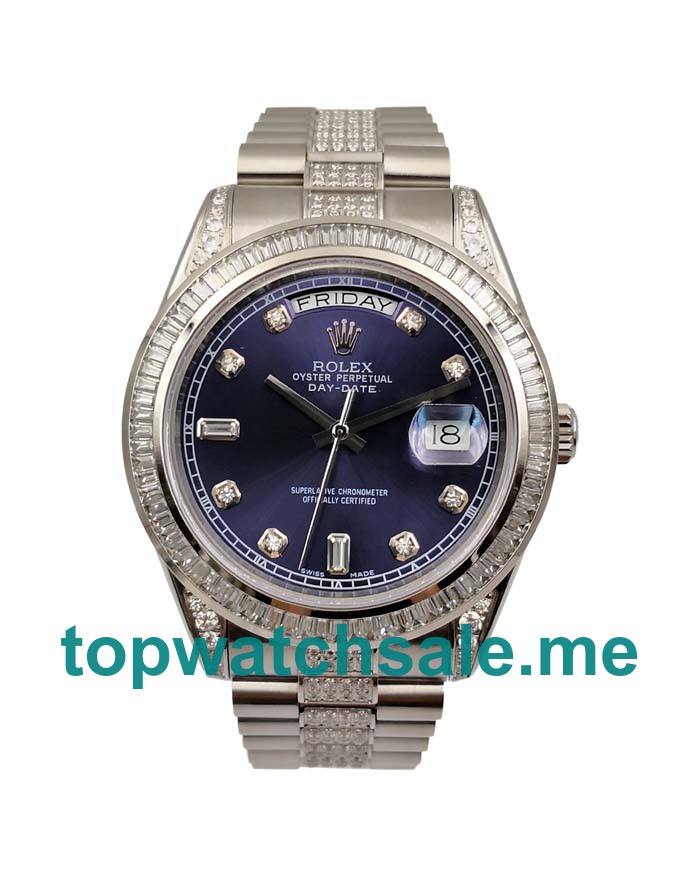 UK Blue Dials Steel Rolex Day-Date 118346 Replica Watches