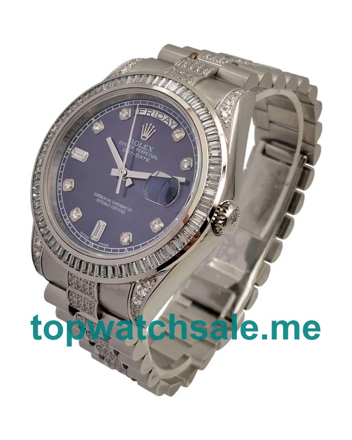 UK Blue Dials Steel Rolex Day-Date 118346 Replica Watches