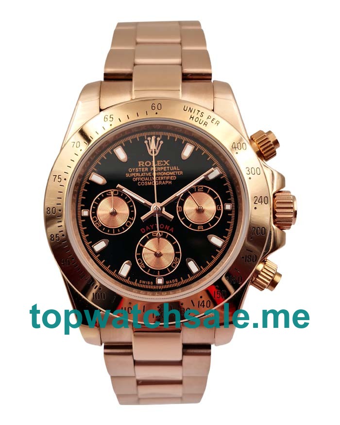 UK Black Dials Rose Gold Rolex Daytona 116505 Replica Watches