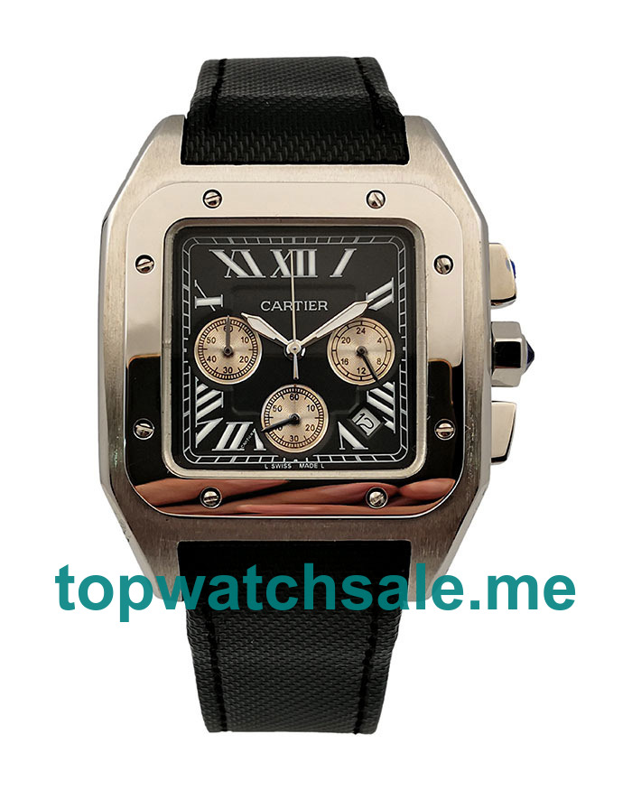 UK Black Dials Steel Cartier Santos 100 W20090X8 Replica Watches