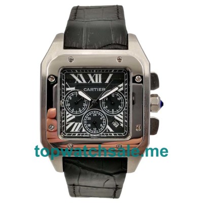 UK Black Dials Steel Cartier Santos 100 W20090X8 Replica Watches