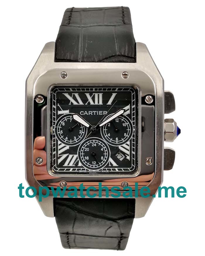 UK Black Dials Steel Cartier Santos 100 W20090X8 Replica Watches