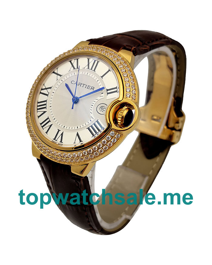 UK Silver Dials Gold Cartier Ballon Bleu WJBB0007 Replica Watches