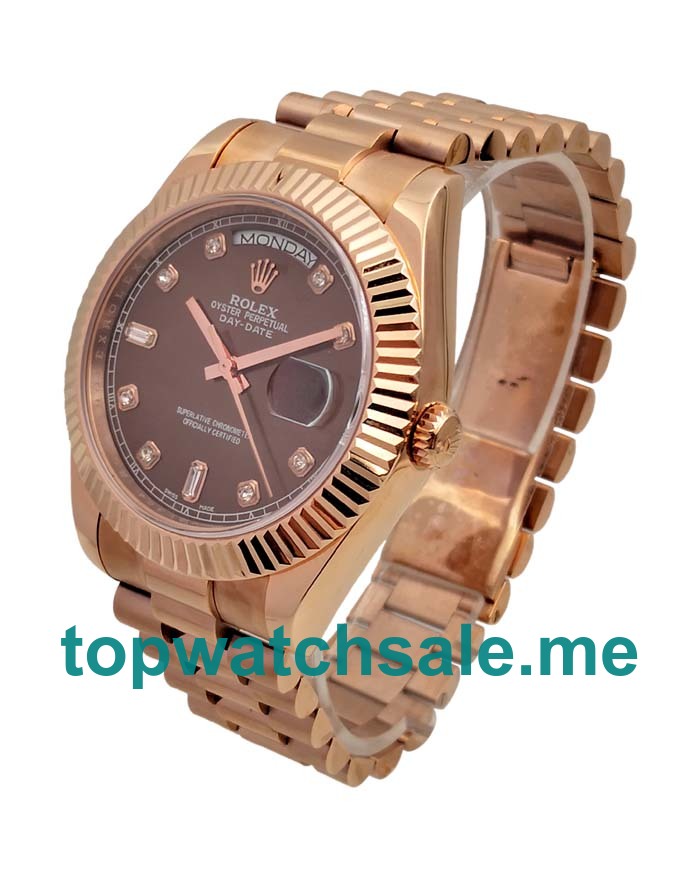 UK Brown Dials Rose Gold Rolex Day-Date 218235 Replica Watches