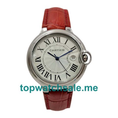 UK Quartz Red Leather Straps Cartier Ballon Bleu W69016Z4 Replica Watches