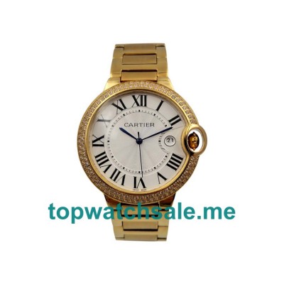 UK Gold Replica Cartier Ballon Bleu WE9007Z3 Watches With Diamonds